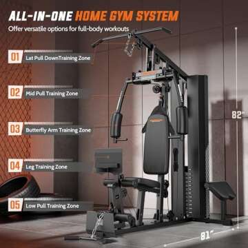 Home Gym with 154LBS Weight Stack, Multi Exercise Equipment with Leg Press, Cable Machine Exercise E...