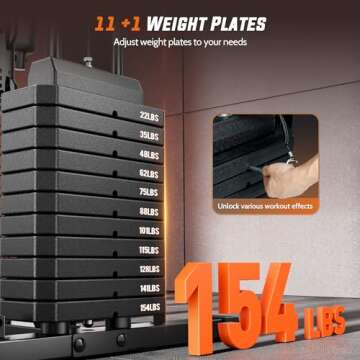 Home Gym with 154LBS Weight Stack, Multi Exercise Equipment with Leg Press, Cable Machine Exercise Equipment for Full Body Workout