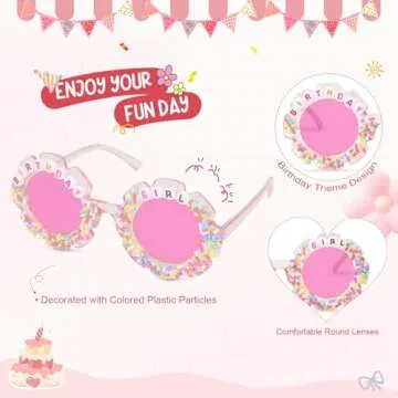 YOGFIT Round Flower Birthday Glasses for Kids Girls Cute Birthday Party Accessories Happy Birthday G...
