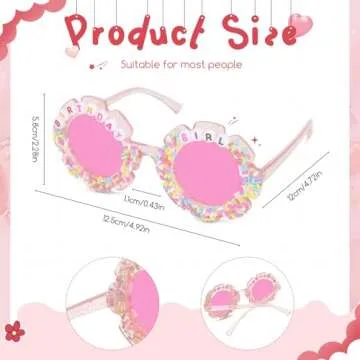 YOGFIT Round Flower Birthday Glasses for Kids Girls Cute Birthday Party Accessories Happy Birthday Gifts Birthday Sunglasses.