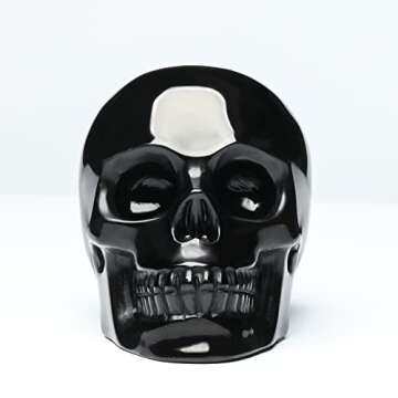 Bmuafry 5''Natural Black Obsidian Crystal Skull Hand Carved Reiki Healing Stone Statue Healing Skull Head Home Office Art Room Decoration