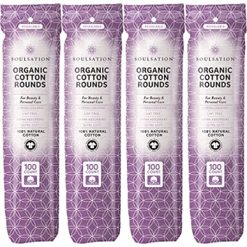 SoulSation Organic Cotton Rounds - 400 Count Makeup Pads