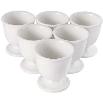 Yesland 8 Pack Ceramic Egg Cups, Porcelain White Egg Stand Holders for Soft Hard Boiled Eggs for Bre...