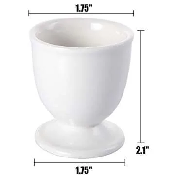Yesland 8 Pack Ceramic Egg Cups, Porcelain White Egg Stand Holders for Soft Hard Boiled Eggs for Breakfast Party Dinning Time(1.75 x 2.1 x 1.75 Inches)