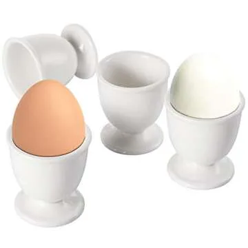 Yesland 8 Pack Ceramic Egg Cups, Porcelain White Egg Stand Holders for Soft Hard Boiled Eggs for Breakfast Party Dinning Time(1.75 x 2.1 x 1.75 Inches)