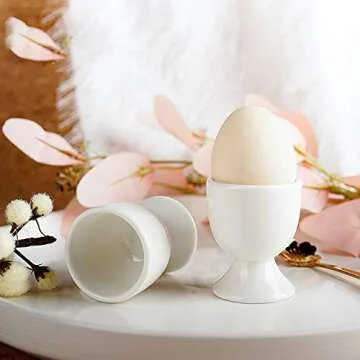 Yesland 8 Pack Ceramic Egg Cups, Porcelain White Egg Stand Holders for Soft Hard Boiled Eggs for Breakfast Party Dinning Time(1.75 x 2.1 x 1.75 Inches)