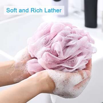 AmazerBath Loofah Sponge 75g/Piece, Exfoliating Bath Sponge Body Scrubber, Large Loofa Set of 4 - Wh...