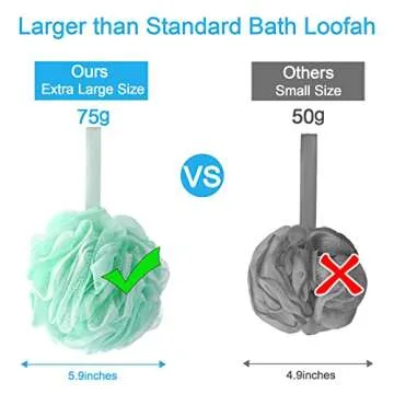 AmazerBath Loofah Sponge 75g/Piece, Exfoliating Bath Sponge Body Scrubber, Large Loofa Set of 4 - White Grey-Pink-Army Green-Green