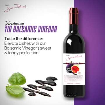 Chef Jean Pierre's Italian Balsamic Vinegar - 200ml (7oz) Rich Black Mission Fig Flavor, 18-Years Traditional Barrel Aged - Ideal For Enhancing Your Meals