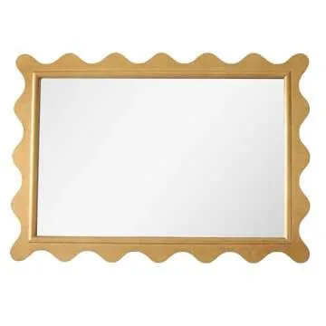 SORBARIA Mirror, Nebuly, with Scalloped Curvy Frame Edge, Gold Leaf, Rectangular, 24" x 34"