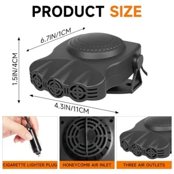 Powerful 12v Car Heater for Winter Use, Quick Defrost & Easy Plug-In