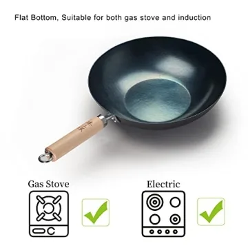 Premium Hand-Hammered Iron Wok for Induction Cooking