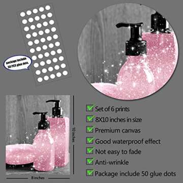 Luodroduo Fashion Wall Art Decor Prints Set of 6 Black and White Pink Glam Glitter Canvas Posters Pi...