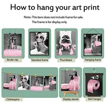 Luodroduo Fashion Wall Art Decor Prints Set of 6 Black and White Pink Glam Glitter Canvas Posters Pictures Photos Artwork Wall Modern Women Funny Bathroom (B&W PINK, 8"x10" UNFRAMED)
