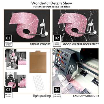 Luodroduo Fashion Wall Art Decor Prints Set of 6 Black and White Pink Glam Glitter Canvas Posters Pictures Photos Artwork Wall Modern Women Funny Bathroom (B&W PINK, 8"x10" UNFRAMED)