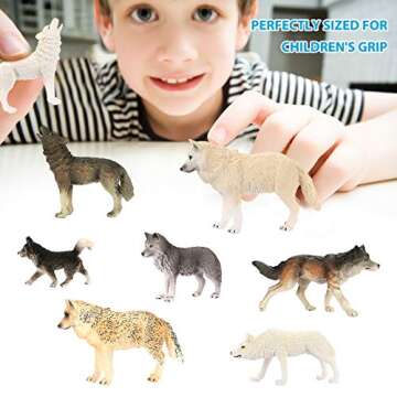Intsun Wolf Toys Figures 8Pcs, Animal Toys Wolf Figurines Zoo Pack, Realistic Hand-Drawn Figurines, ...