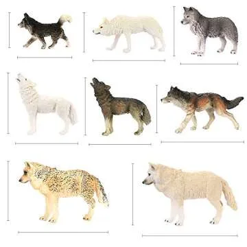 Intsun Wolf Toys Figures 8Pcs, Animal Toys Wolf Figurines Zoo Pack, Realistic Hand-Drawn Figurines, Cool Collection & Exhibits Best Gift for Boys & Girls