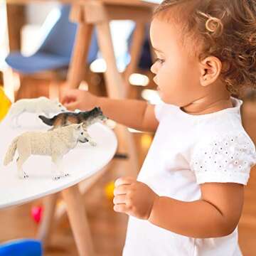 Intsun Wolf Toys Figures 8Pcs, Animal Toys Wolf Figurines Zoo Pack, Realistic Hand-Drawn Figurines, Cool Collection & Exhibits Best Gift for Boys & Girls