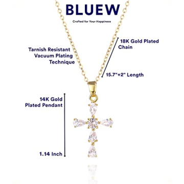 Dainty BLUEW Cross Pendant Necklace for Women - Stylish Jewelry