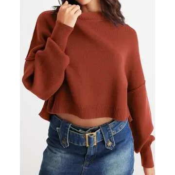 MEROKEETY Oversized Cropped Sweater for Women