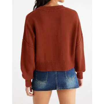 MEROKEETY Oversized Cropped Sweater for Women