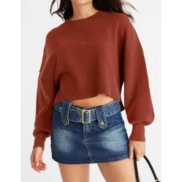 MEROKEETY Oversized Cropped Sweater for Women