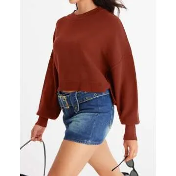 MEROKEETY Oversized Cropped Sweater for Women