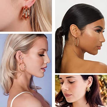 30 Pairs Gold Hoop Earrings Set for Women Fashion Trendy Jewelry