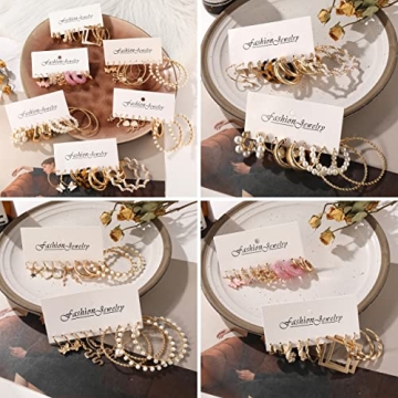 30 Pairs Gold Hoop Earrings Set for Women Fashion Trendy Jewelry