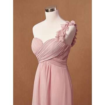 Ever-Pretty Womens Deep V Neck Pleated A Line Floor-Length Wedding Guest Dress Pink US8