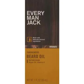 Every Man Jack Sandalwood Scent Hydrating Beard Oil - Natural, Paraben Free, 1 oz