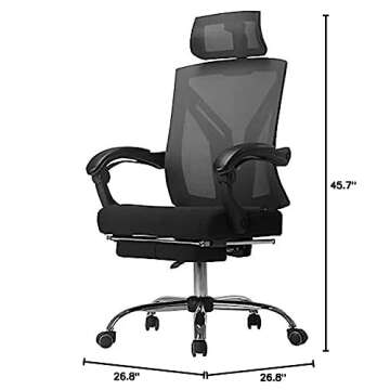 Hbada Ergonomic Office Chair High Back Desk Chair Recliner Chair with Lumbar Support Height Adjustab...