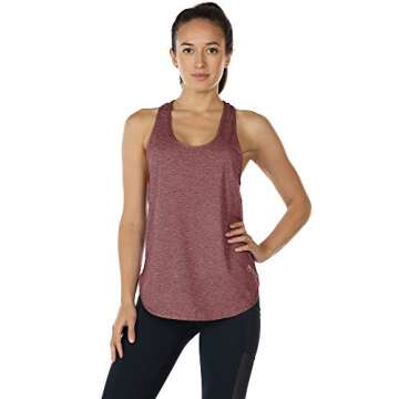 icyzone Workout Tank Tops for Women - Athletic Yoga Tops, Racerback Running Tank Top Loose Fit(Pack of 2) (S, Burgundy/Navy)