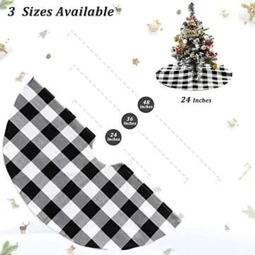 24 Inches White and Black Plaid Buffalo Checked Tree Skirt Mini Xmas Tree Skirt for Christmas Tree Mat Decorations Xmas Winter Ornaments