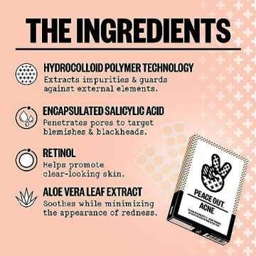 PEACE OUT Skincare Acne Dots, Hydrocolloid Pimple Patches Help Clear Blemishes Overnight, Award Winning Fast Acting Anti-Acne Solution (10 dots)