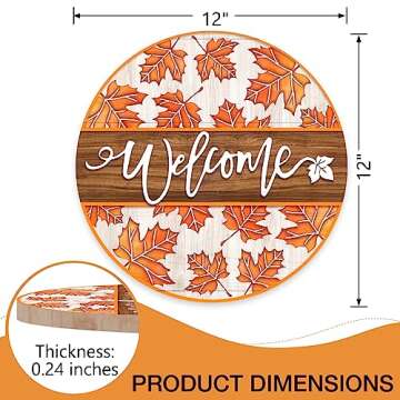 Deroro Welcome Fall Maple Leaves Sign for Front Door Decor, Autumn Leaf Rustic Wood Door Hanger for ...