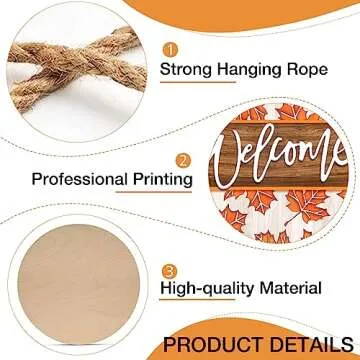 Deroro Fall Maple Leaves Sign for Front Door Decor