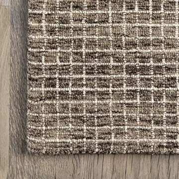 Stylish Melrose Checked Wool Area Rug - 9x12 Size