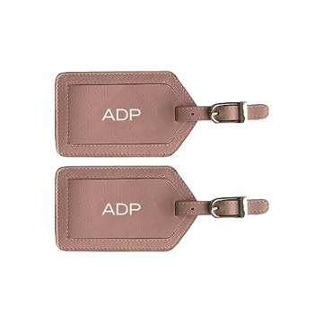 Personalized Monogrammed Blush Leather Luggage Tags - 2 Pack
