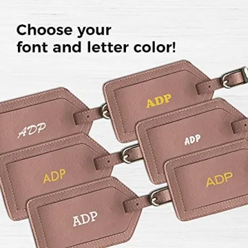 Custom Blush Leather Luggage Tags with Personalization