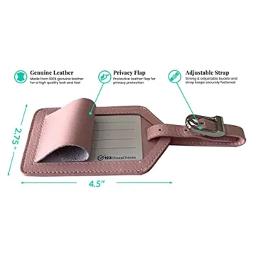 Custom Blush Leather Luggage Tags with Personalization