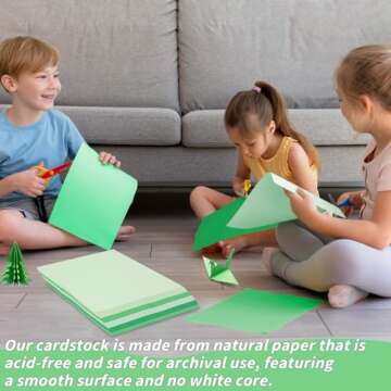 UZLU 100 Sheets Green Cardstock Papers Bulk 8.5 x 11 Inches, 5 Colors Assorted Colored Card Stock Paper 65lb/180gsm for DIY Crafting Scrapbook Decoration Card Art Craft