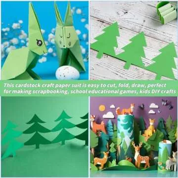 UZLU 100 Sheets Green Cardstock Papers Bulk 8.5 x 11 Inches, 5 Colors Assorted Colored Card Stock Paper 65lb/180gsm for DIY Crafting Scrapbook Decoration Card Art Craft