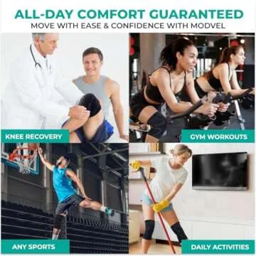 Modvel 2 Pack Knee Brace for Women & Men - Workout Knees Compression Sleeve for Knee Pain Relief Joint Support for ACL, Arthritis, Meniscus Tear Knees Brace for Sports, Rodilleras para Gym Fitness