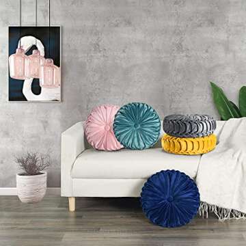 Decorative Round Pleated Throw Pillows Set - Classy Design