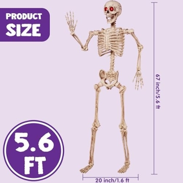 JOYIN 5.6 FT Halloween LED Life-Size Skeleton Decorations