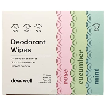 Dew Well Refresh Deodorant Wipes - 50 Individually Wrapped Wipes
