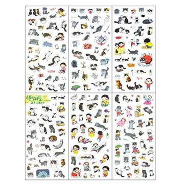 Schoolsupplies 6 Sheets Super Cute Cat Stickers for DIY Albums Diary Decoration Cartoon Scrapbooking...