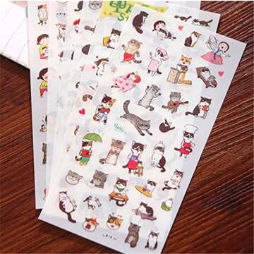 Cute Cat Stickers for Creative DIY Projects and School