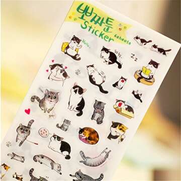Cute Cat Stickers for Creative DIY Projects and School